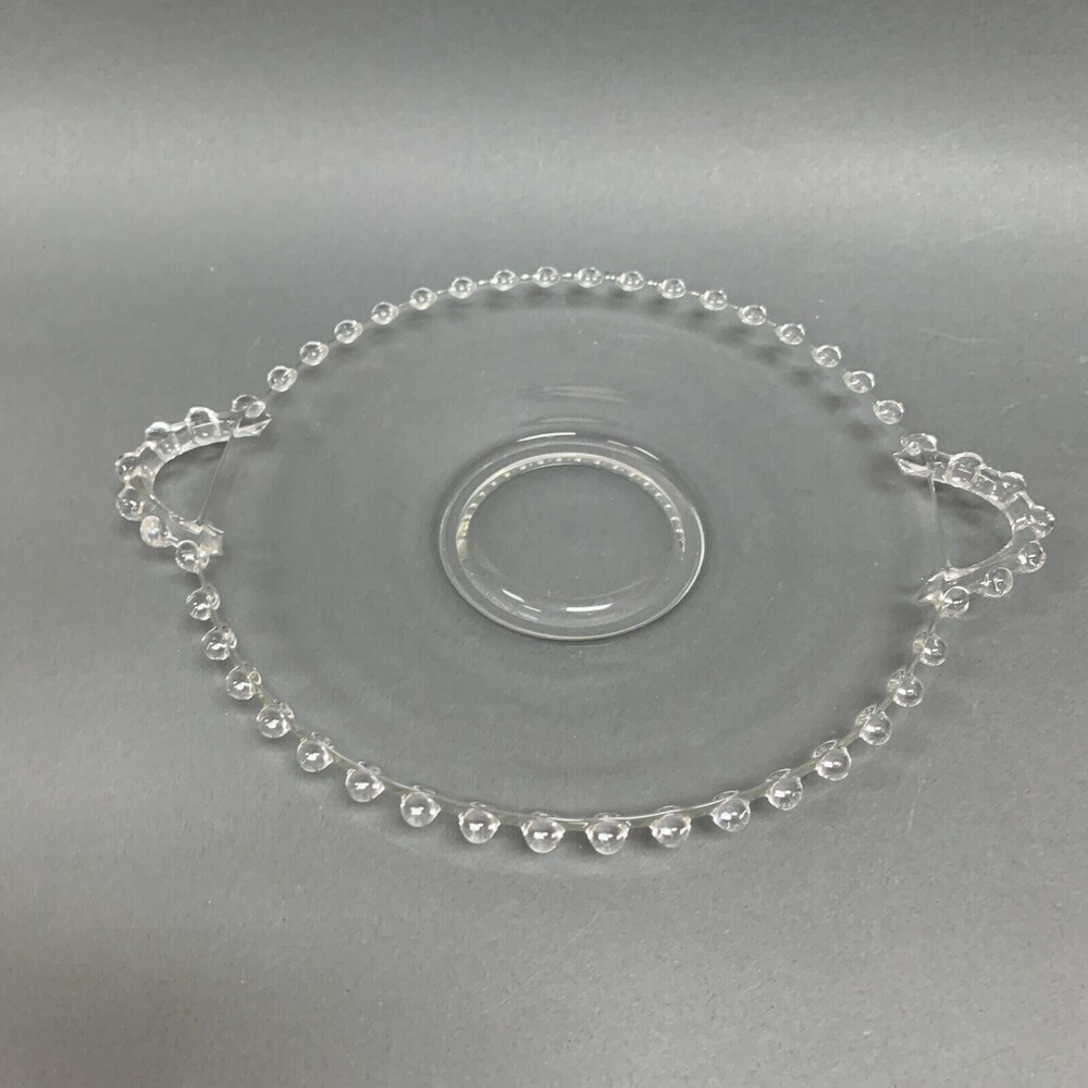 Ohio Imperial Glass Plate Clear Beaded Candlewick Handles